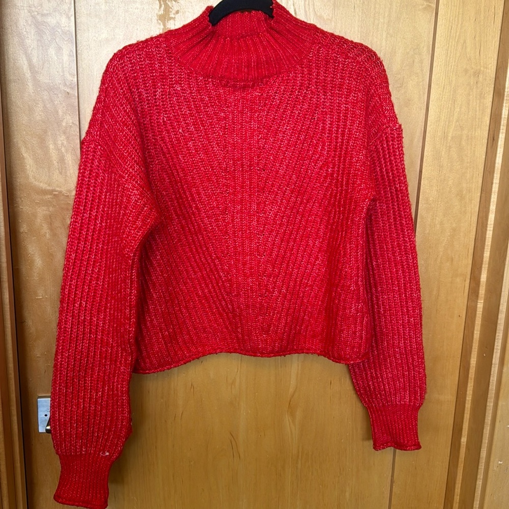 SO Kohls Blood Orange Cropped Turtleneck Sweater Size Medium